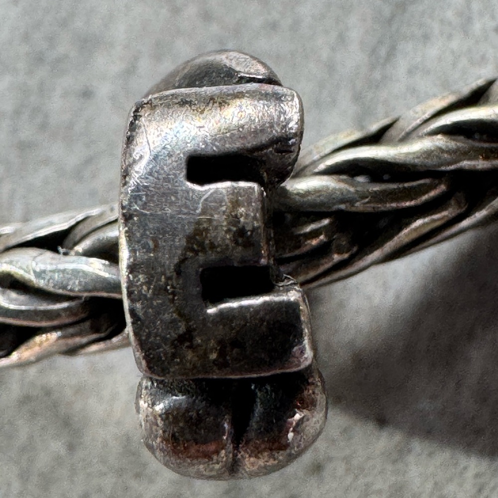 Trollbeads Sterling Silver Letter E Charm Bead